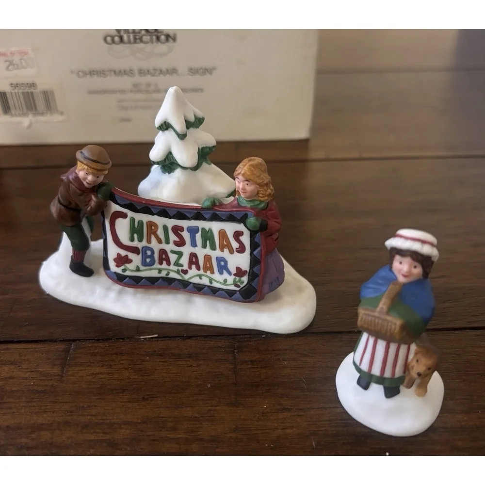Department 56 Heritage Village Collection Christmas Bazaar Series Lot Of 4 EUC